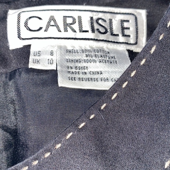CARLISLE VTG Y2K Black Cotton Sleeveless Sheath Dress Size 8 Business Career - Picture 6 of 6